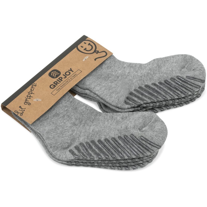 Gripjoy Toddler Socks with Grippers, Non-Slip for Kids, Enhanced Stability, Comfortable Cotton - 4 Pairs - Image 1